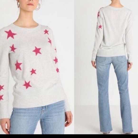 Banana Republic Italian Merino Wool blended pink star printed sweater - Picture 1 of 6